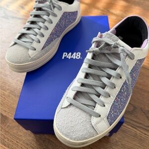 P448 Women's Sparkle John melrose Sneakers - Gray and Lavender sz 37 or sz 7